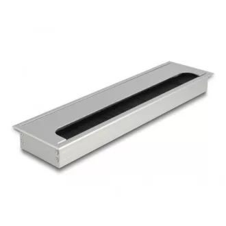   Delock Kábel tömítő/rendező asztalba szerelt változathoz kefével 300 x 80 x 28 mm méretű, ezüst (66863)