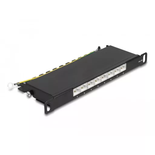 Delock 10  patch panel 8 porttal Cat.6A 0,5U fekete (66870)