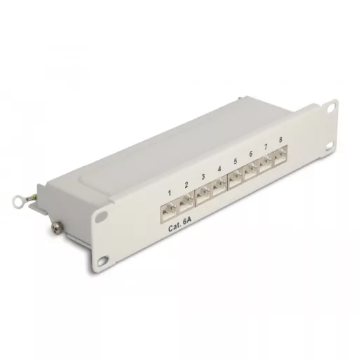 Delock 10  patch panel 8 porttal Cat.6A 1U szürke (66873)