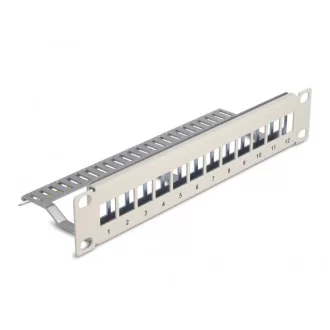   Delock 10  Keystone patch panel 12 porttal és tehermentesítővel 1U szürke (66875)