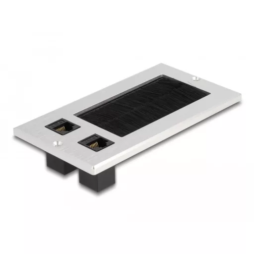 Delock Kábel bemenet kefével és 2 db. RJ45 Keystone modul Cat.6 alumínium (66896)