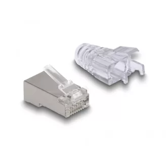  Delock RJ45 Moduláris csatlakozó frontális nyílással Cat.6 és hajlítás védő borítással 50 db (66905)