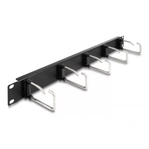 Delock 19  kábelrendező panel 5 fém hurokkal és 1U-val fekete (66918)