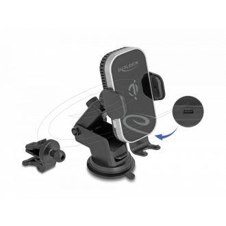   Delock vezeték nélküli autós töltő okostelefon-tartó töltési és hűtési funkcióval 15 W   Qi (66939)