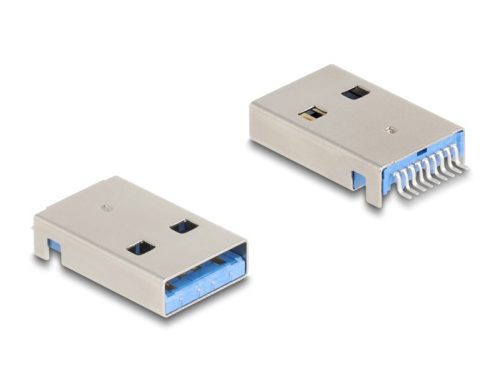 Delock USB 5 Gbps A-típusú apa 9 tűs SMD csatlakozó forrasztott beépítéshez 90 -ban hajlított 10 db. (66946)