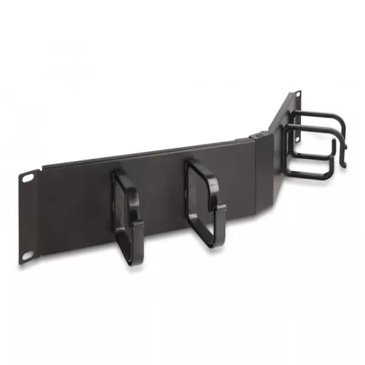 Delock 19  kábel rendező útvonal panel 4 hurokkal, 2U hajlított fekete (66978)