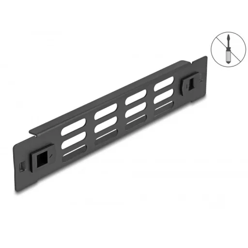 Delock 10  hálózati kabinet panel szellőző nyílásokkal eszköz nélkül beszerelhető 1U fekete (66984)