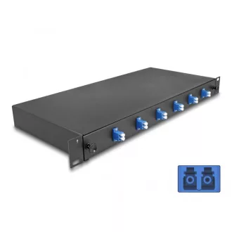   Delock 19  optikai szálösszefűző doboz 6 db. LC Duplex OS2 1U teljes elrendezés kész az összefűzésre (66997)