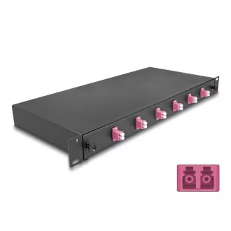   Delock 19  optikai szálösszefűző doboz 6 db. LC Duplex OM4 1U teljes elrendezés kész az összefűzésre (66999)