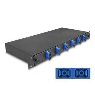   Delock 19  optikai szálösszefűző doboz 6 db. SC Duplex OS2 1U teljes elrendezés kész az összefűzésre (67000)
