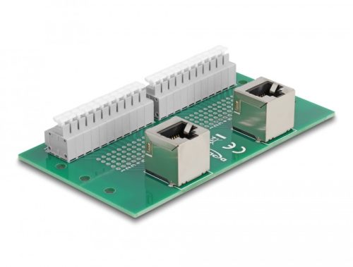 Delock RJ50 2 db. anya - 2 db. Terminal block nyomógombbal hajlított DIM sínhez