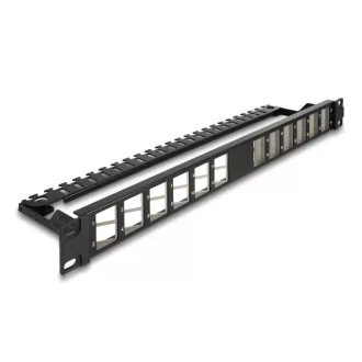   Delock 19  Keystone patch panel 24 porttal hajlított húzásmentesített fekete (67042)