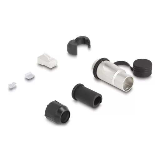 Delock RJ45 moduláris dugasz Cat.6A átvezető csatolóval és védősapkával (67056)