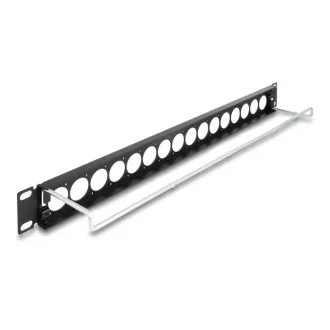   Delock 19  D-típusú patch panel húzásmentesítéssel, 16 porttal 1U fekete (67058)