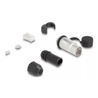   Delock RJ45 moduláris dugasz Cat.6A átvezető csatolóval és védősapkával IP66 por- és vízbiztos (67067)