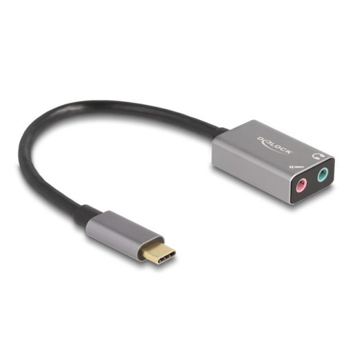 Delock Külső USB Type-C  csatlakozójú hangkártya 2 x 3,5 mm sztereo jack Plug & Play audio adapterrel (67071)