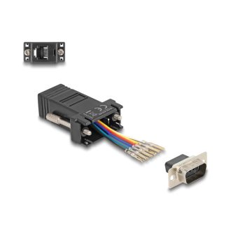   Delock D-Sub 9-tűs dugó   RJ12 anya összekötő adapter fekete (67072)