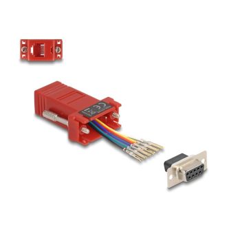   Delock D-Sub 9-tűs anya   RJ12 anya összekötő adapter piros (67079)