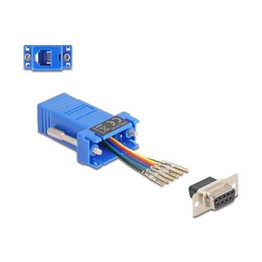 Delock D-Sub 9-tűs anya   RJ12 anya összekötő adapter kék (67080)