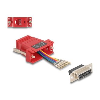   Delock D-Sub 15-tűs anya   RJ12 anya összekötő adapter piros (67089)