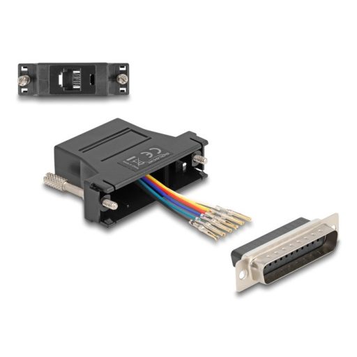 Delock D-Sub 25-tűs dugó   RJ12 anya összekötő adapter fekete (67092)
