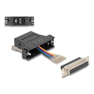   Delock D-Sub 25-tűs anya   RJ12 anya összekötő adapter fekete (67097)