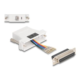   Delock D-Sub 25-tűs anya   RJ12 anya összekötő adapter fehér (67098)