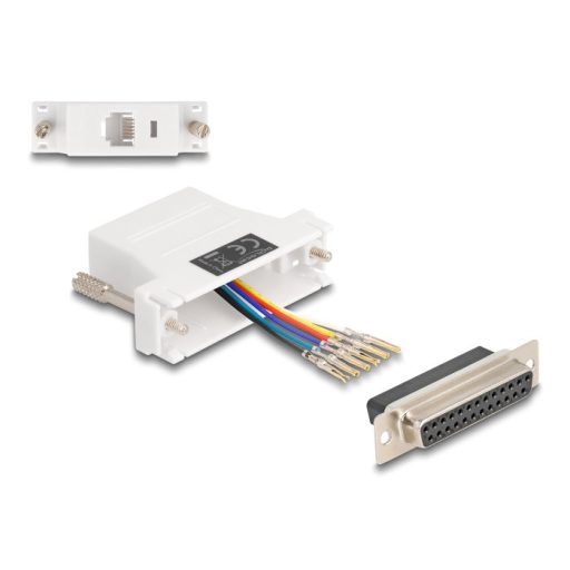 Delock D-Sub 25-tűs anya   RJ12 anya összekötő adapter fehér (67098)