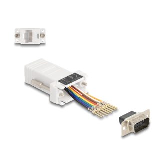   Delock D-Sub 9-tűs dugó   RJ45 anya összekötő adapter fehér (67102)