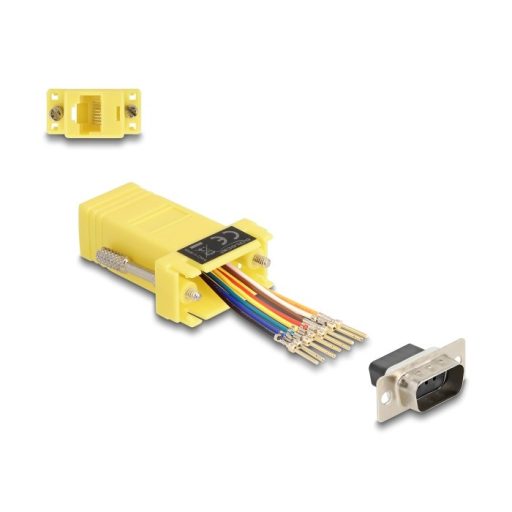 Delock D-Sub 9-tűs dugó   RJ45 anya összekötő adapter sárga (67104)