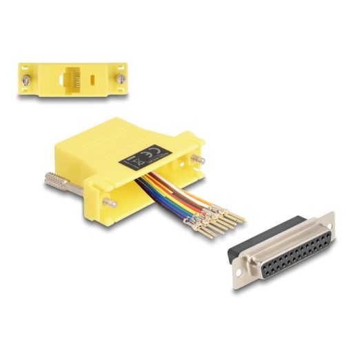 Delock D-Sub 25-tűs anya   RJ45 anya összekötő adapter sárga (67119)