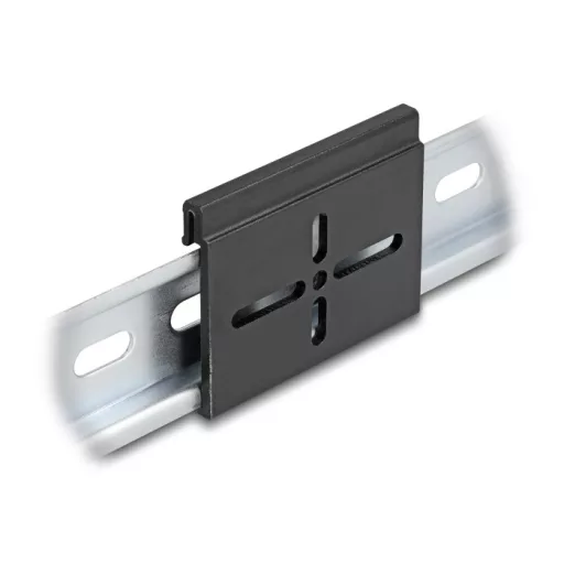 Delock Alumínium beépítő csipesz DIN sínhez 60,0 x 47,8 mm ezüst fekete (67143)