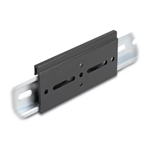 Delock Alumínium beépítő csipesz DIN sínhez 100,0 x 47,8 mm ezüst fekete (67149)