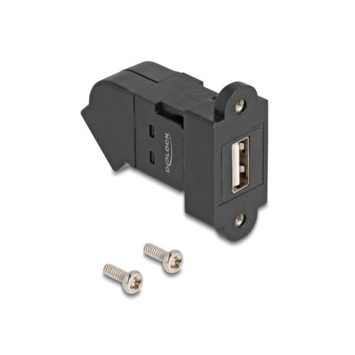 Delock USB 2.0 A-típusú panel tartó anya   A-típusú anya 45 -ban hajlított fekete (67150)