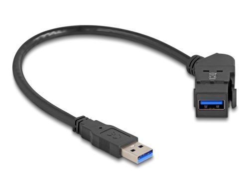 Delock USB 5 Gbps A-típusú panel tartó anya 45 -ban hajlított   A-típusú apa 30 cm kábellel, fekete