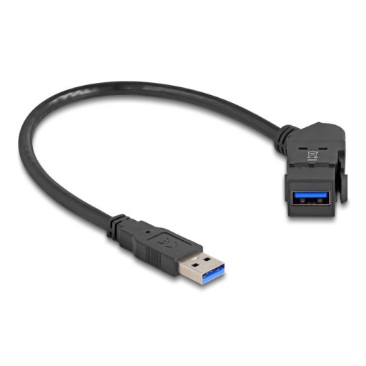 Delock USB 5 Gbps A-típusú panel tartó anya 45 -ban hajlított   A-típusú apa 30 cm kábellel, fekete (67153)