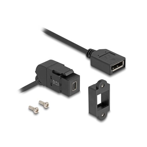 Delock Mini DisplayPort panel tartó anya - DisplayPort anya 45 -ban hajlított 30 cm kábellel 8K 30 Hz fekete (67155)