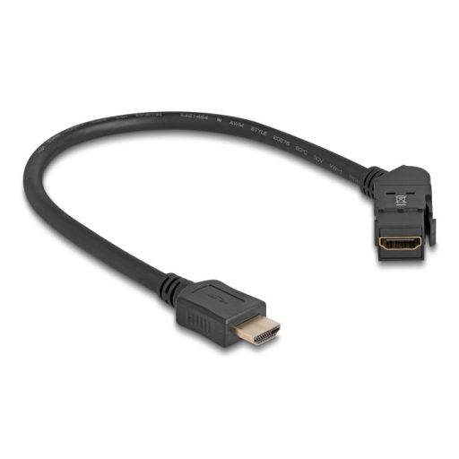 Delock HDMI panel tartó anya 45 -ban hajlított   HDMI apa 30 cm kábellel 8K 60 Hz fekete (67157)