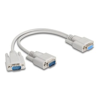   Delock Y kábeles adapter D-Sub9 1 x anya - 2 x apa csavarokkal 30 cm (67160)
