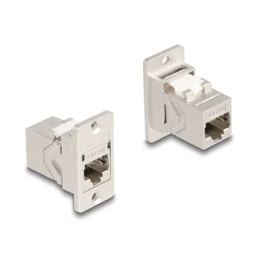 Delock Panel tartó RJ45 Keystone modul kapcsoló anya - anya Cat.6A fém kúpos (67163)
