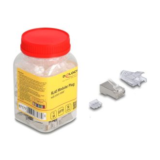   Delock RJ45 Moduláris csatlakozó Cat.6A hajlításvédő csizmával átlátszó 50 db-os készlet (67177)