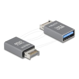  Delock Adapter USB 10 Gbps E-típusú A apa - USB A-típusú anya fém (67230)