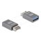 Delock Adapter USB 10 Gbps E-típusú A apa - USB A-típusú anya fém (67230)