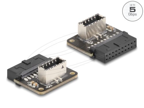 Delock USB 5 Gbps átalakító, tűfejes anya   belső A kulcs anya ívelt