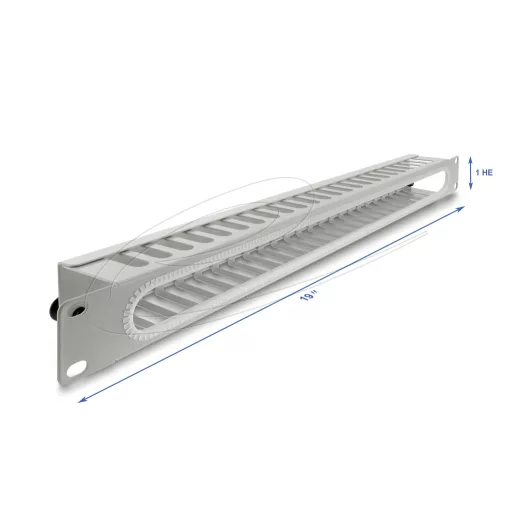 Delock 19  kábel rendező panel nyitási és sarok védelemmel 1U szürke (67278)