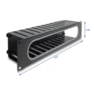   Delock 19  kábel rendező panel nyitási és sarok védelemmel 2U fekete (67279)