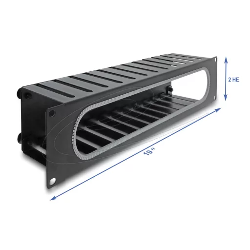 Delock 19  kábel rendező panel nyitási és sarok védelemmel 2U fekete (67279)