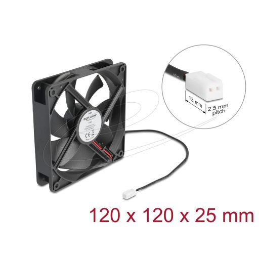 Delock Axiális ventilátor 5 V DC, 120 x 120 x 25 mm fekete (67292)