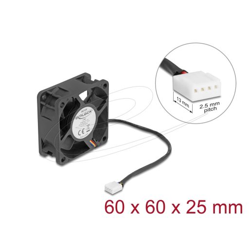Delock Axiális ventilátor 12 V DC, 60 x 60 x 25 mm fekete (67295)