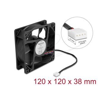   Delock Axiális ventilátor 12 V DC, 120 x 120 x 38 mm fekete (67298)